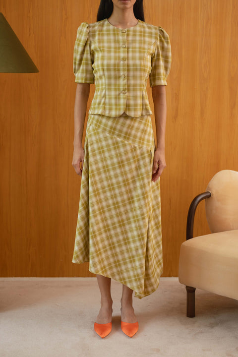 Brandy Maxi Layered Skirt in Cacti Green