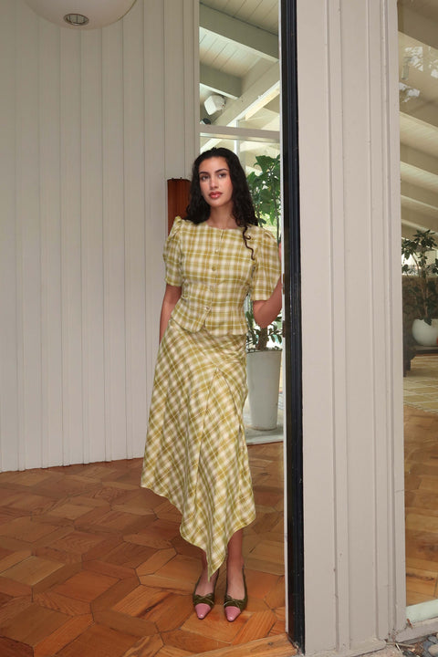 Brandy Maxi Layered Skirt in Cacti Green