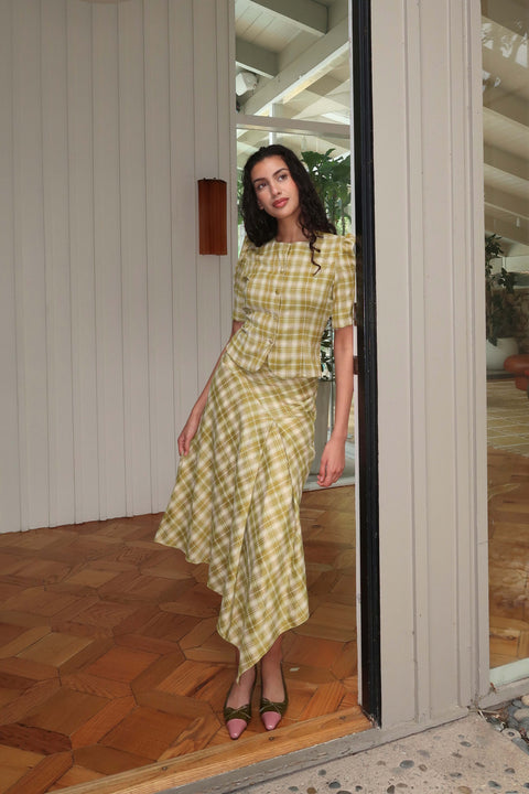 Brandy Maxi Layered Skirt in Cacti Green