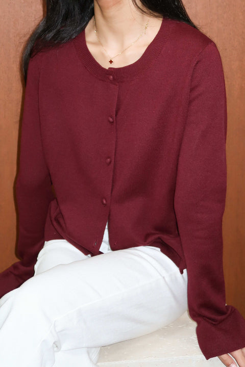 90s Cardigan in Burgundy