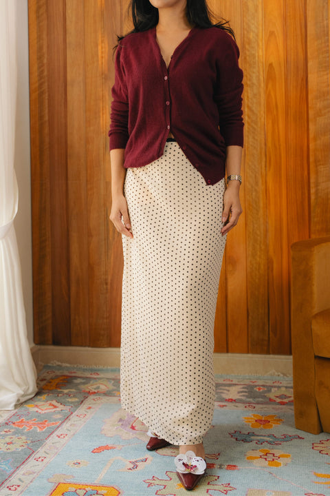 Polka Chiffon Skirt in Coco Creamer