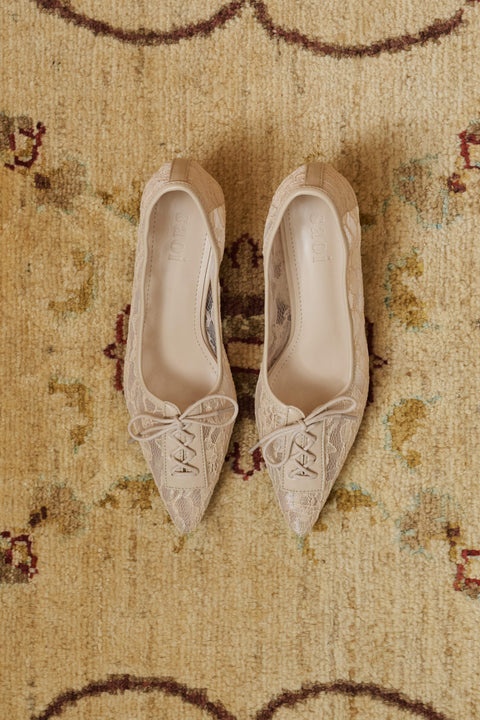Jude Lace Heels in Vanilla