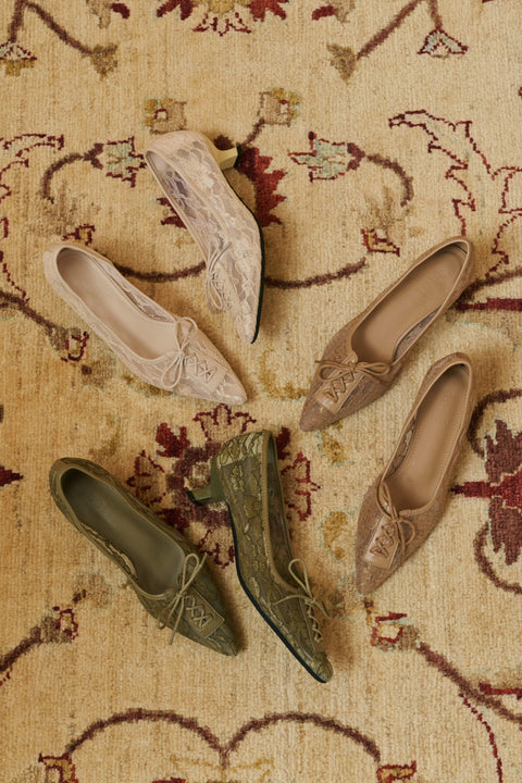 Jude Lace Heels in Khaki