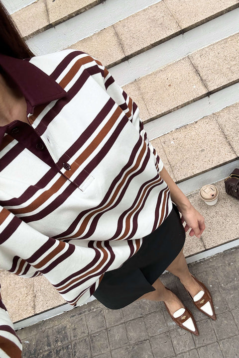 90s Longsleeves Polo in Terracotta