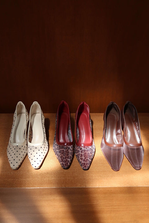 Lucy Mesh Heels in Polka