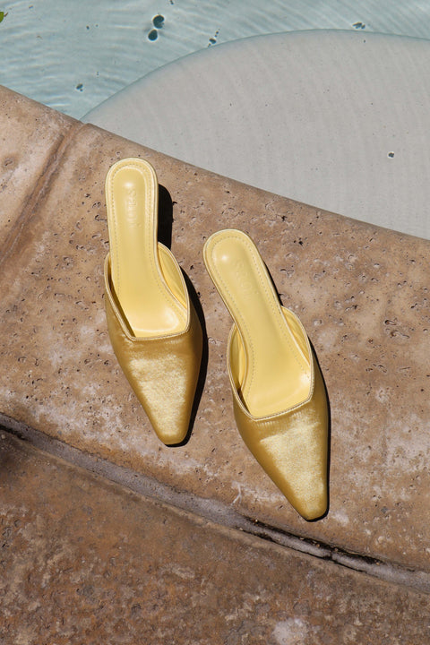 Elle Satin Heels in Buttercup
