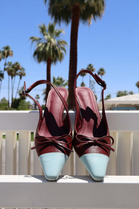 Naomi Slingback Heels in Burgundy