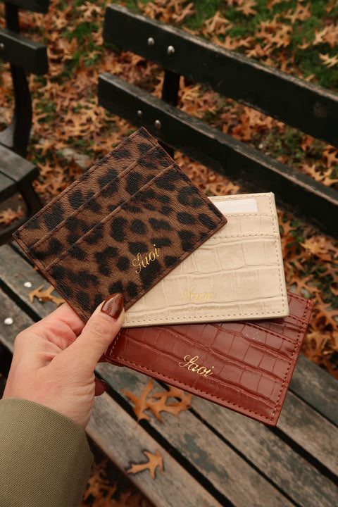 Card Holder in Croc Maple