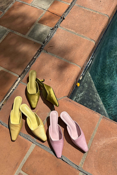 Elle Satin Heels in Buttercup