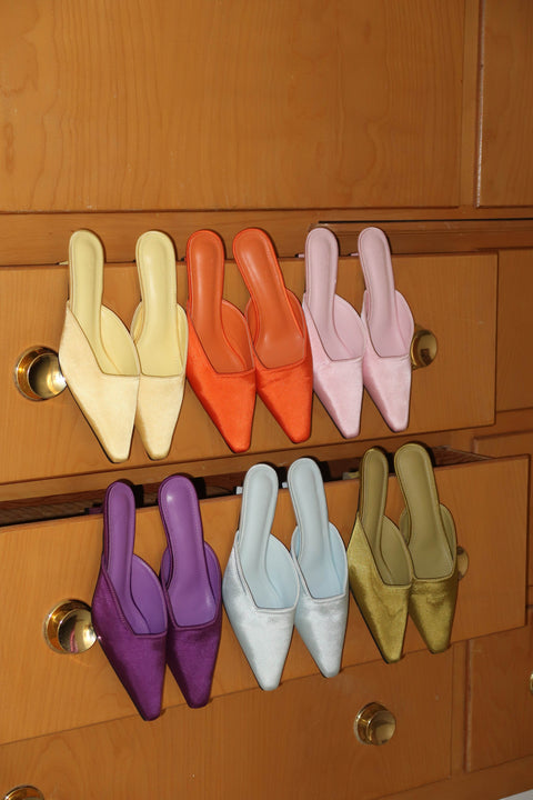 Elle Satin Heels in Baby Blue