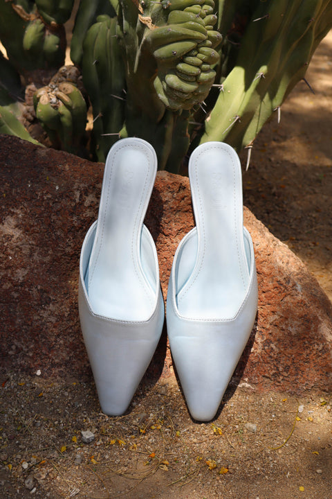 Elle Satin Heels in Baby Blue
