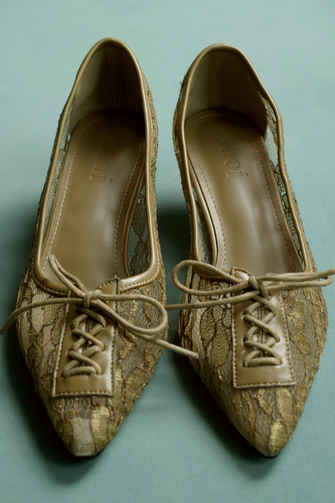 Jude Lace Heels in Khaki