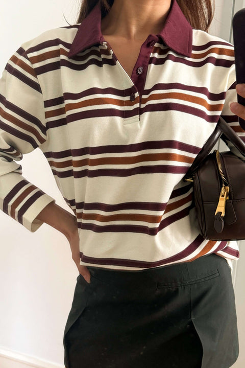 90s Longsleeves Polo in Terracotta
