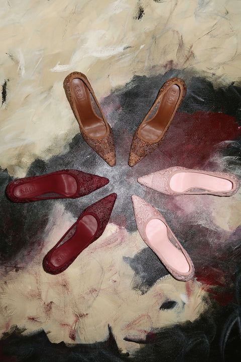 Rama Lace Heels in Golden