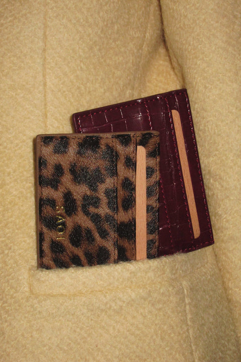 Card Holder in Croc Burgundy