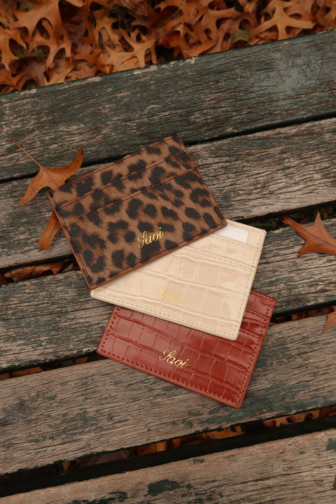 Card Holder in Croc Vanilla