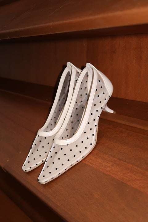 Lucy Mesh Heels in Polka