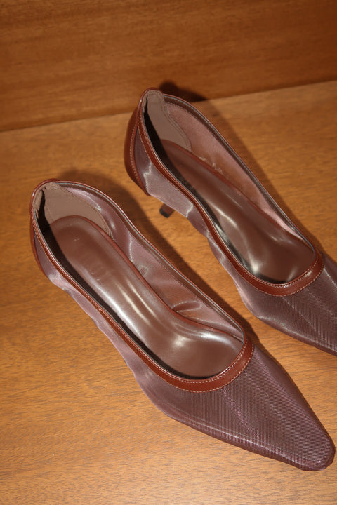Lucy Mesh Heels in Espresso