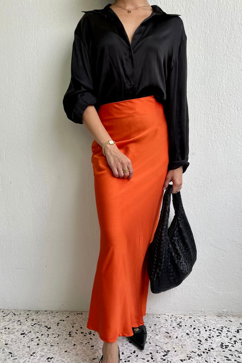 Classic Maxi Skirt in Mandarin Orange