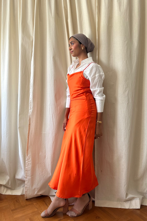 Classic Slip Dress in Mandarin Orange