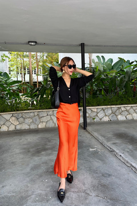 Classic Maxi Skirt in Mandarin Orange